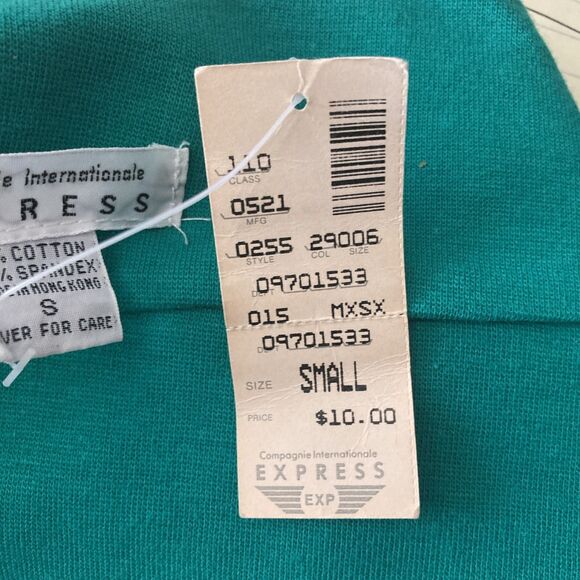 Vintage Express Y2k Bandeau Tube Top Women SMALL Green Ruched 90s Resortwear NOS - Picture 5 of 7